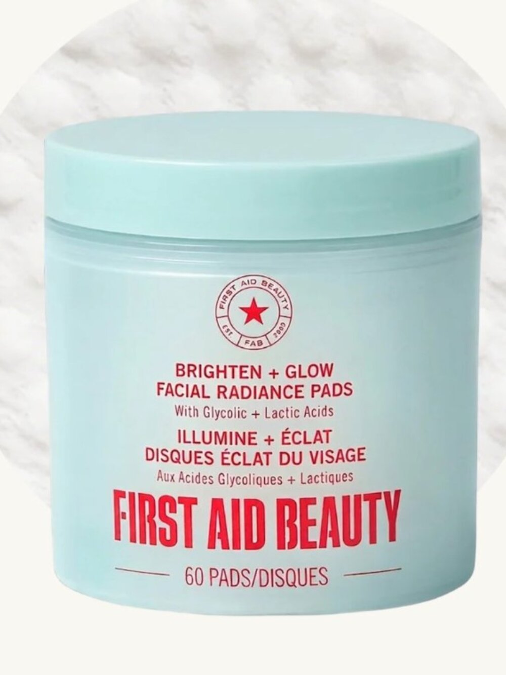 first aid beauty Brighten+Glow Facial Radiance Pads with Glycolic + Lactic Acids